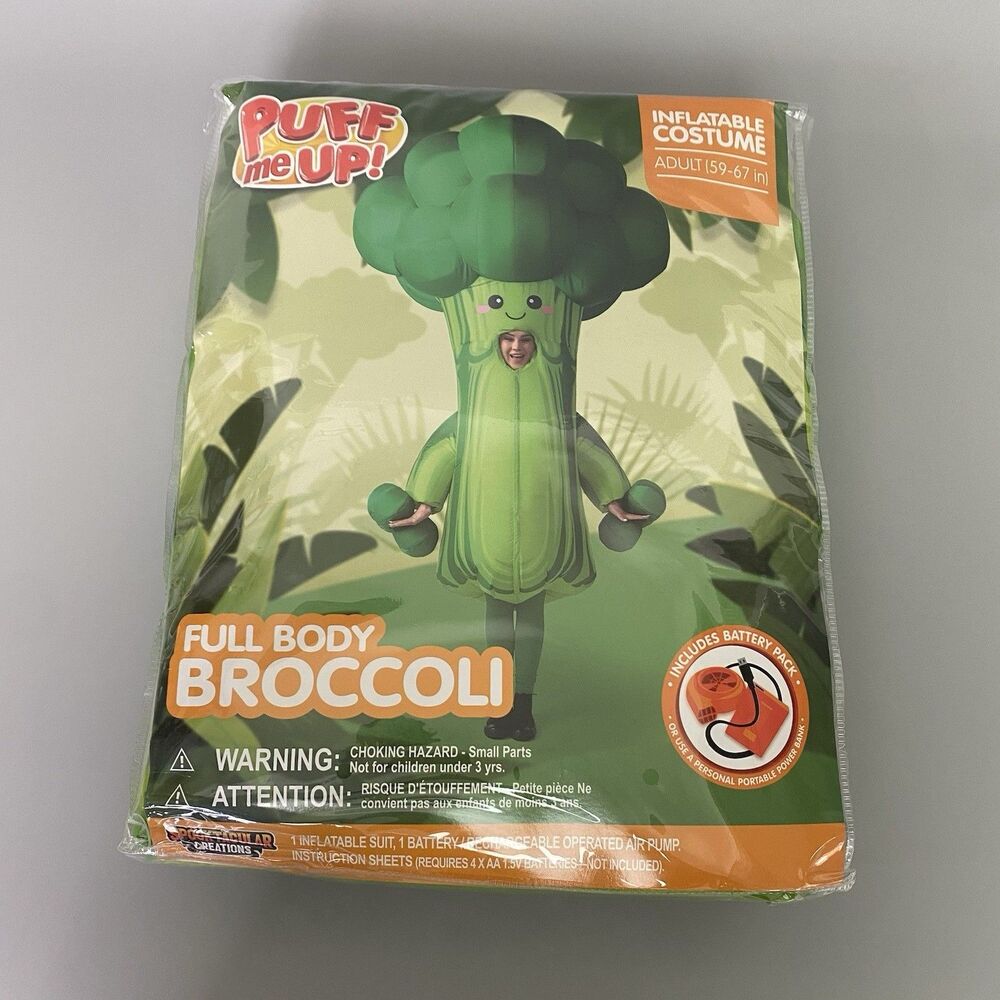 Inflatable Broccoli Costume Adult Funny Halloween Vegetable Outfit Puff me UP